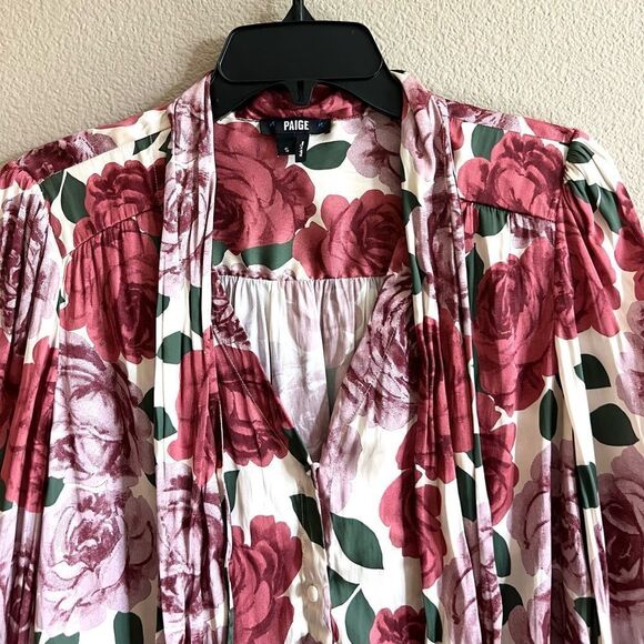 Paige Floral Print Neck Tie Button Down Blouse - Picture 3 of 6
